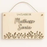 PLAQUE EN BOIS - CLASSE DE MAÎTRESSE