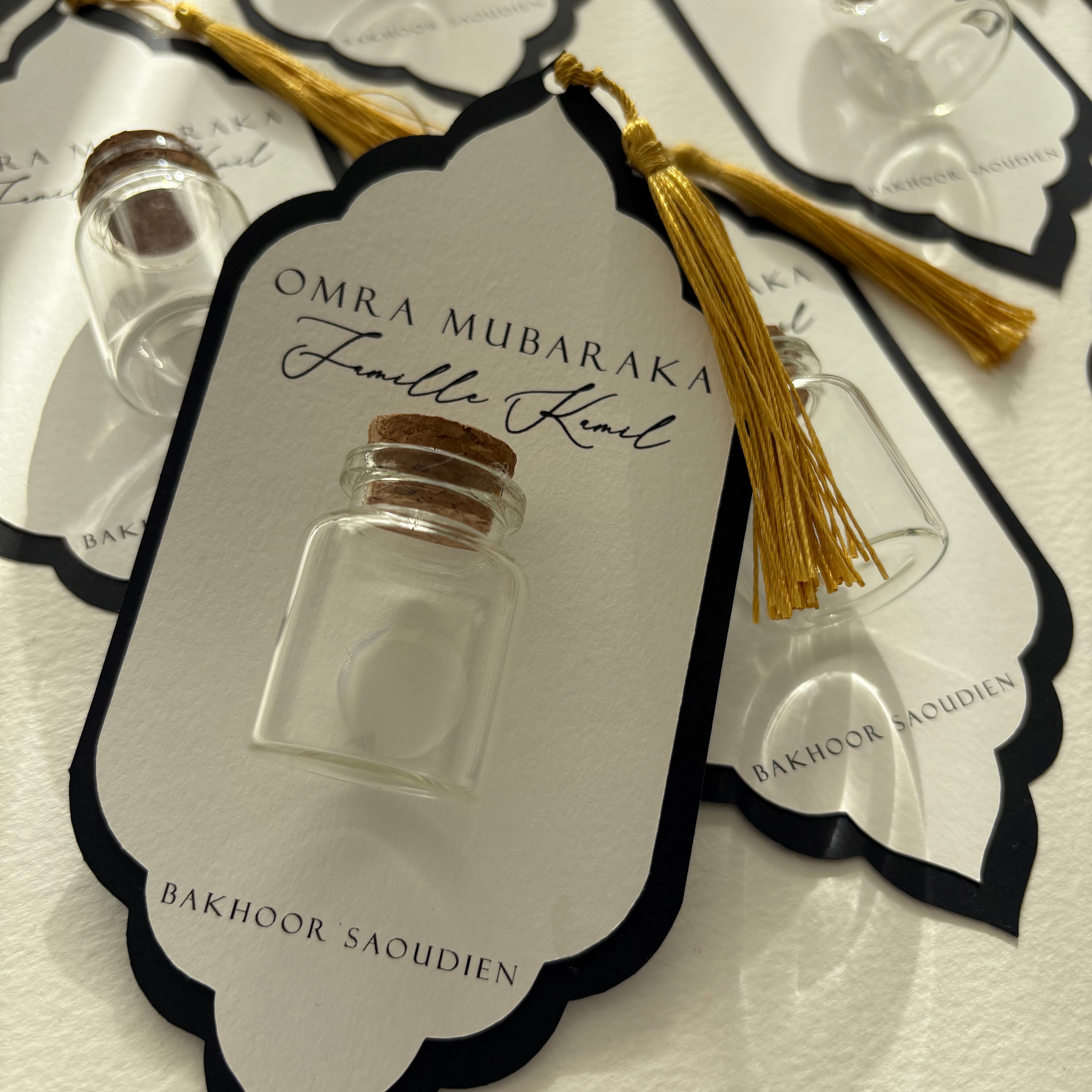 CARTE OMRA-HAJJ MUBARAKA – FIOLE À REMPLIR